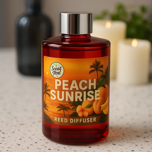 Peach Sunrise Transparent Red Round Glass Diffuser 180ml