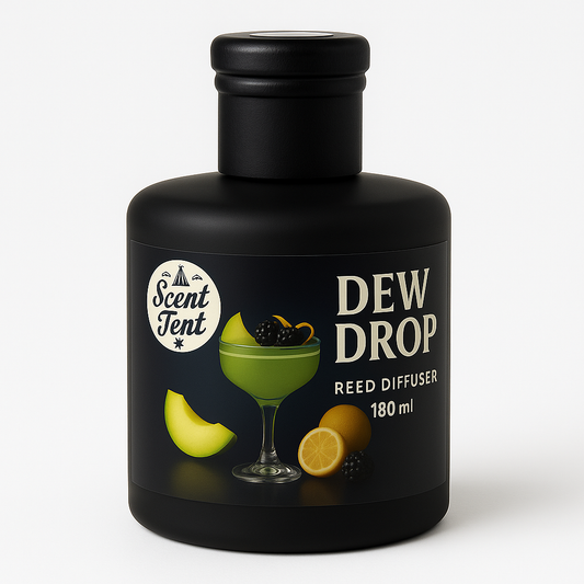 Dew Drop Scented Matt Black Round Glass Diffuser (180ml)
