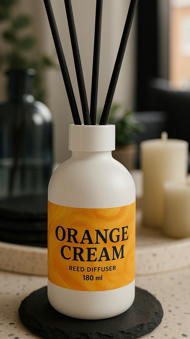 Orange Cream Scented White Frosted Glass Diffuser (180ml)