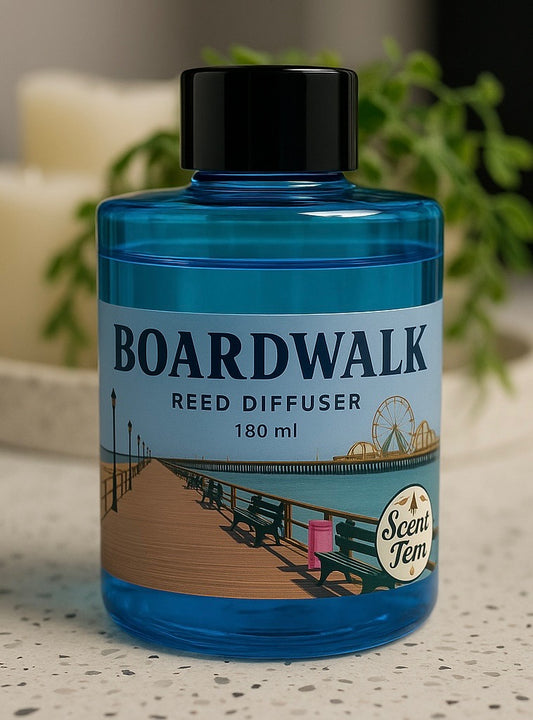 BoardWalk Scented Transparent Blue Round Glass Diffuser (180ml)