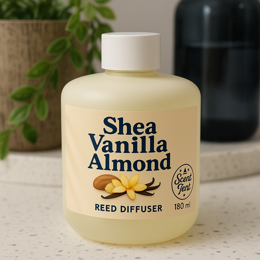 Vanilla Almond Scented Cream Round Glass Diffuser 180ml
