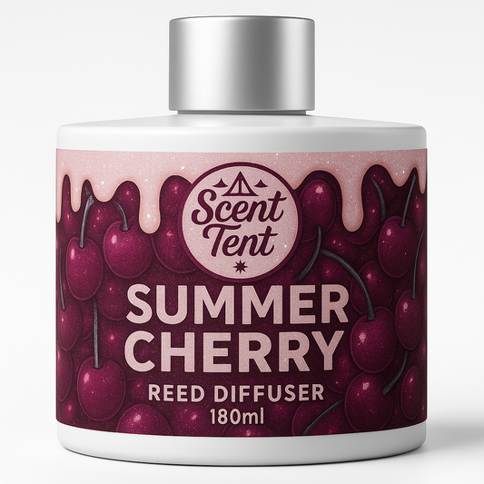 Summer Cherry Scented White Round Glass Diffuser 180ml