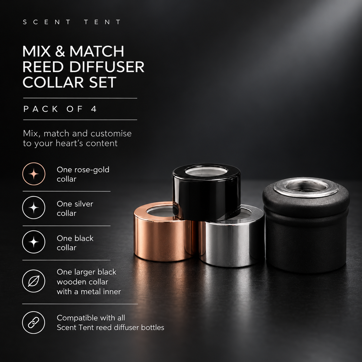 Mix and Match Reed Diffuser Collar Set – Pack of 4