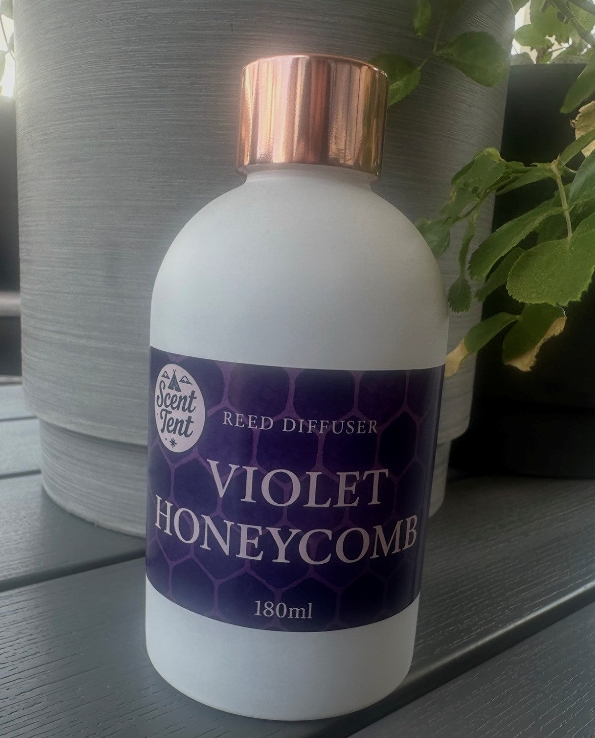 Secret Menu - Violet Honeycomb Reed Diffuser – White Glass Boston bottle (180ml)